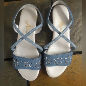 Annie Sunshine Sandals Blue Denim with Silver accents